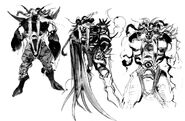 Alternate designs for the Emperor of Hell by Yoshitaka Amano.