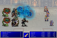 Flare I cast on enemy in Final Fantasy II (iOS).