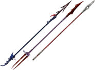 Kain's lances in his three outfits.