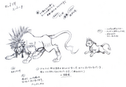 Red XIII and cub artwork by Tetsuya Nomura.