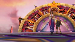 Yuna and Tidus on the deck in Final Fantasy X.