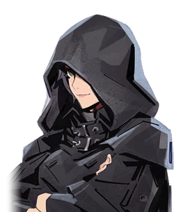 Hooded portrait.