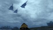 Garlean airships flying over Mor Dhona.