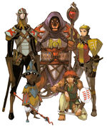 Early concept art of the five main races.