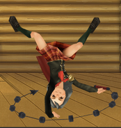 Um avatar com a espada-chicote (solta) de Seven no Square-Enix Members Virtual World.