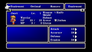 Status menu in the PSP version.