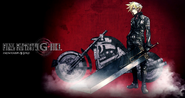 Promotional artwork of Cloud for Final Fantasy VII G-Bike.