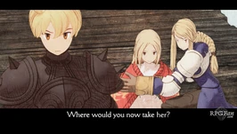 Ramza and Agrias protecting Ovelia