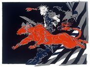 Artwork of Cloud and Red XIII by Amano.