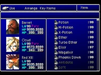 The main Item menu.