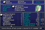 The Equip menu (GBA).