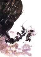 Yoshitaka Amano artwork of Shadow battling Magna Roaders.