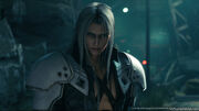 Sephiroth appears to Cloud after Sector 7 fall from FFVII Remake