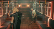 Cloud in the train in Midgar in FFVII Remake.png