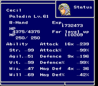 FFIV SNES Status Menu