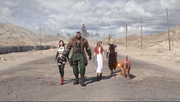 The party walks toward Kalm from FFVIIR INTERmission ending