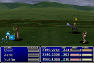 Aerith using Morph in Final Fantasy VII.