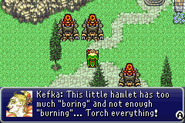 Kefka ordering his troops to burn Thamasa.