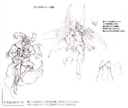 Concept art of original outfit and EX Mode.