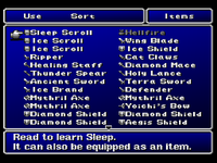 FFII PSX Item Menu