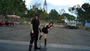 Noctis and Iris posing at Caem.