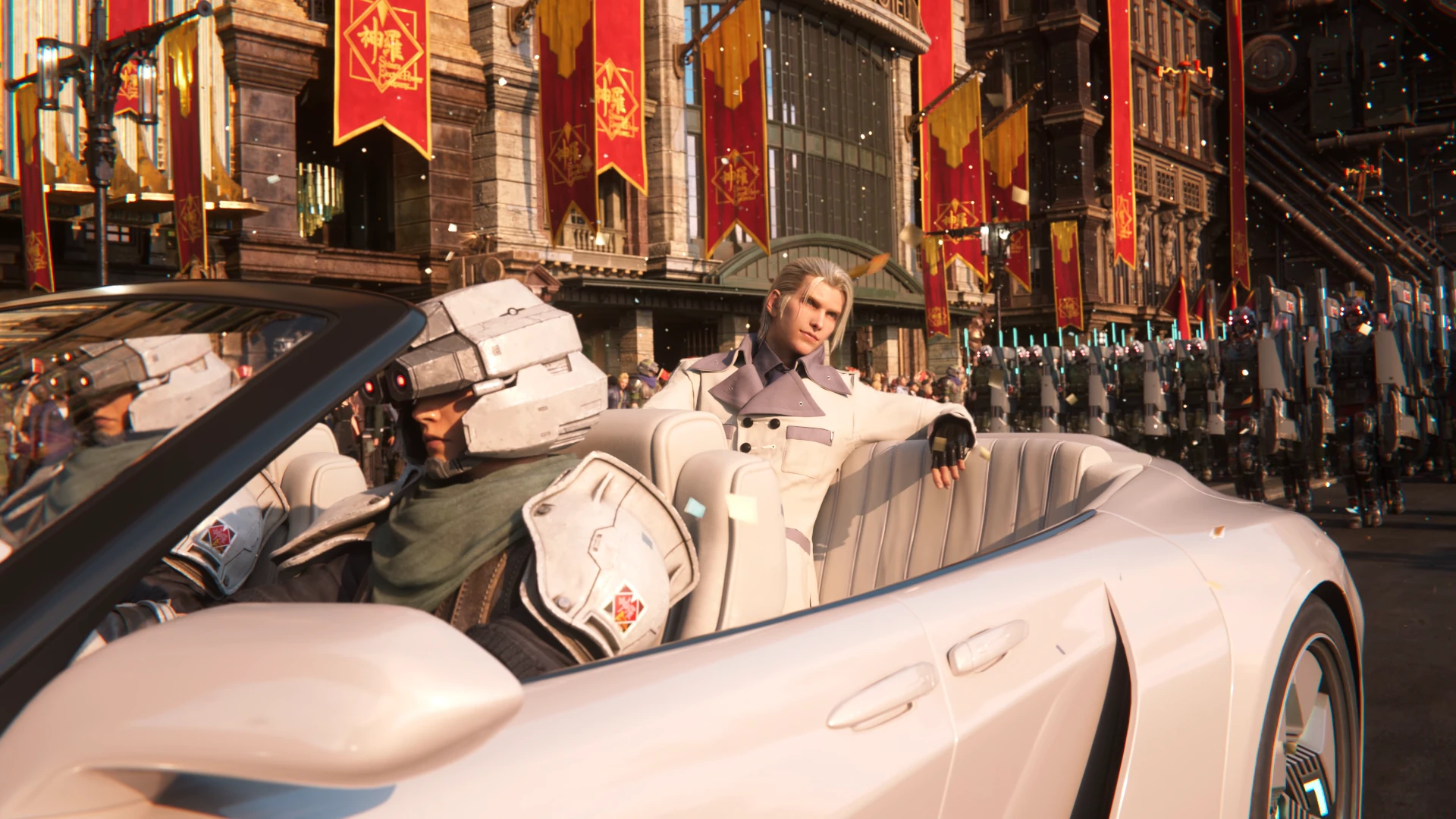 Rufus Inauguration Parade at Junon in FFVII Rebirth
