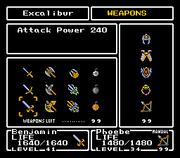 FFMQ Weapons Menu