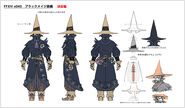 Arte conceitual de uma armadura de Black Mage para Final Fantasy XIV.