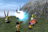 Zidane attacking with a thief sword in Final Fantasy IX.