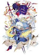 Promotional artwork for Final Fantasy IV Complete Collection by Yoshitaka Amano.