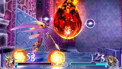 Early screenshot of  and the  battling.