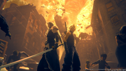 Sephiroth and Cloud in Shinra presentation from FFVII Remake