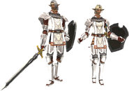 Elvaan Paladins in Artifact Armor.