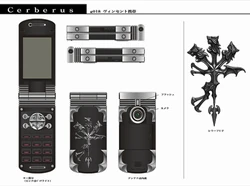 Concept art of Vincent Valentine's cellphone in Dirge of Cerberus.