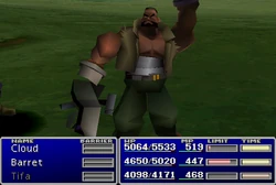 Barret using an item on an ally.