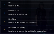 Icons for FFXV fishing minigame from the menu guide