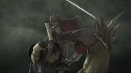 Jecht and Firion fight in the FMV opening sequence.