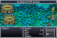 Effects of Sap on a target when it kills them in Final Fantasy IV (GBA).