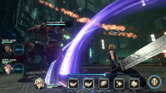 Cloud Strife fighting Scorpion Sentinel.