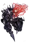 Yoshitaka Amano artwork of Terra riding Magitek armor for Final Fantasy VI (GBA).