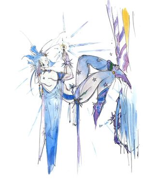 Arte de Shiva em Final Fantasy IV por Amano.