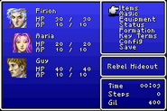 Menu in Final Fantasy II (GBA).