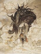 Yoshitaka Amano's original design of Garland, dubbed the "Cloudsea Djinn".