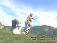 Rikku attacking in Final Fantasy X.