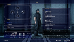 Accessories equip menu in FFXV