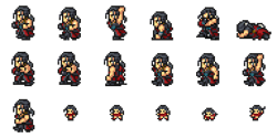 Set of Auron's "Young Auron" Wardrobe Record sprites.