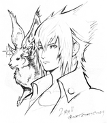 Noctis and Carbuncle artwork for FFXV 2nd anniversary
