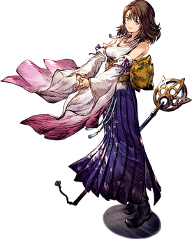 Yuna from Final Fantasy X, a recurring series Summoner. (War of the Visions: Final Fantasy Brave Exvius artwork).