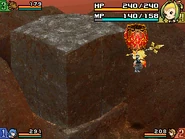 A breakable wall, only destroyed by an explosive barrel.