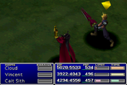 Vincent using an item on an ally in Final Fantasy VII.